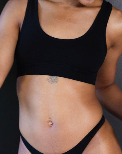 Organic Cotton Scoop Bralette - Black