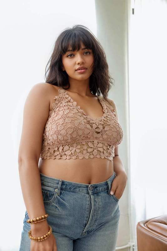 Crochet Daisy Longline Bralette Plus