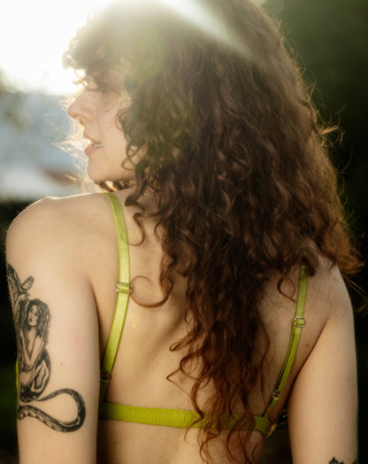Organic Cotton Triangle Bralette - Lime