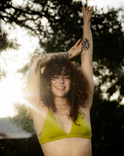 Organic Cotton Triangle Bralette - Lime