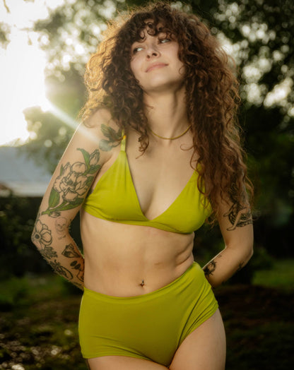 Organic Cotton Triangle Bralette - Lime