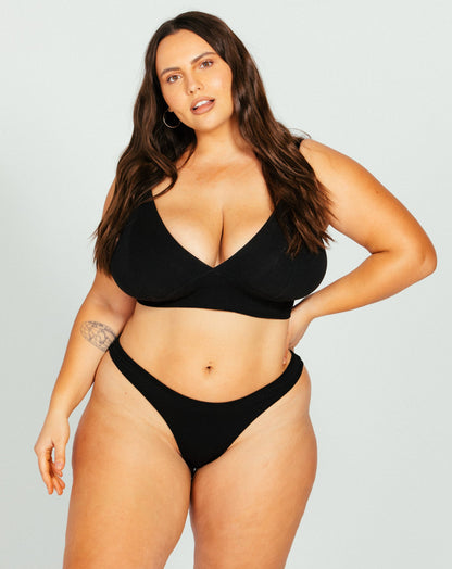 Organic Cotton Longline Bralette - Black