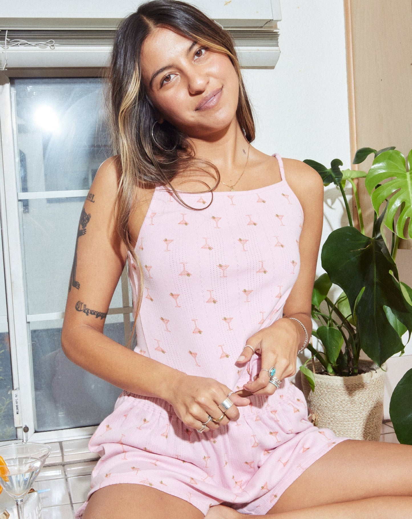 Organic Cotton Pointelle PJ Set - Martini Pink