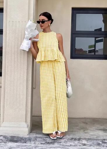 Gingham Two Piece Set Pants & Top Set