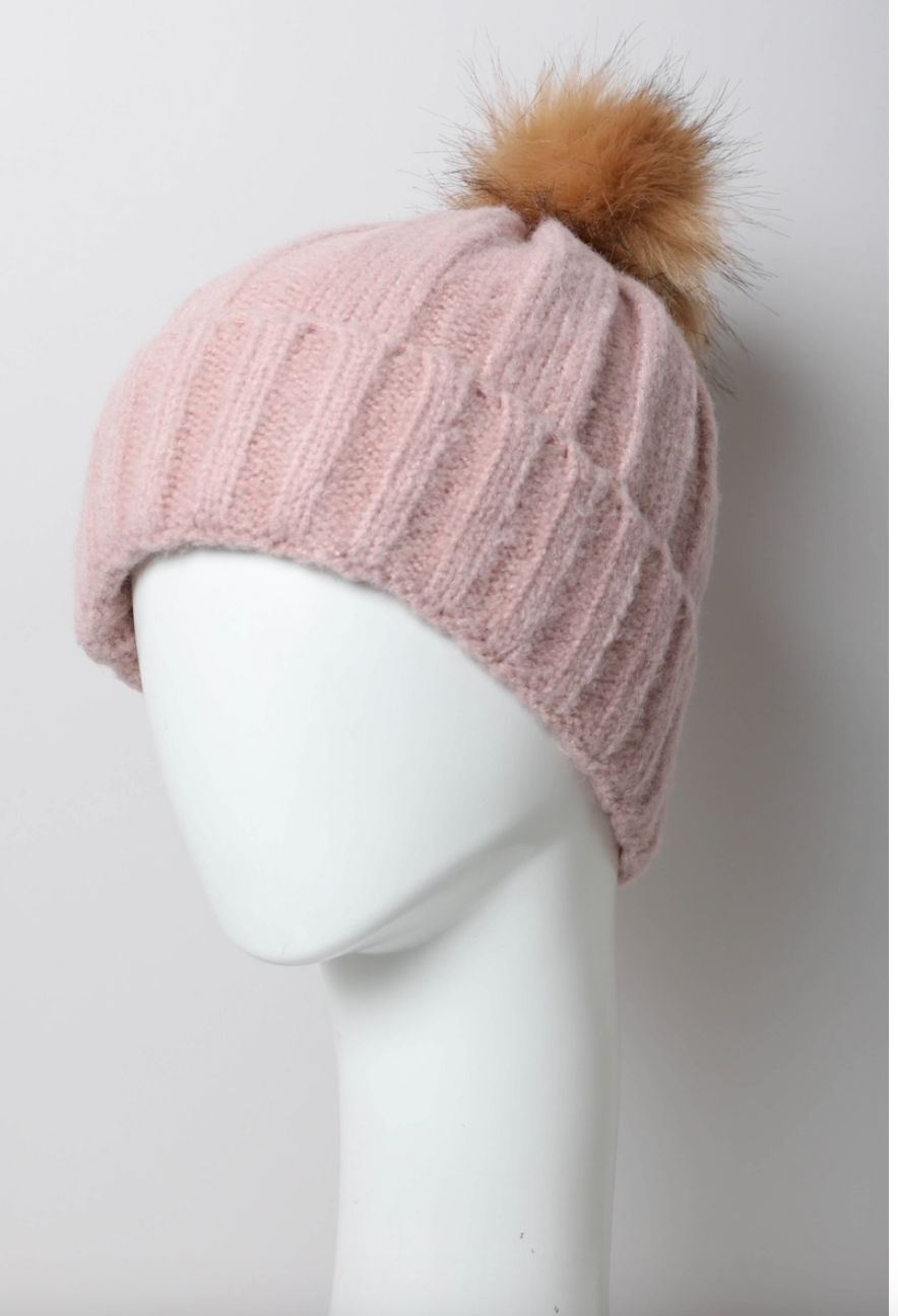 Basic Ribbed Pom Beanie