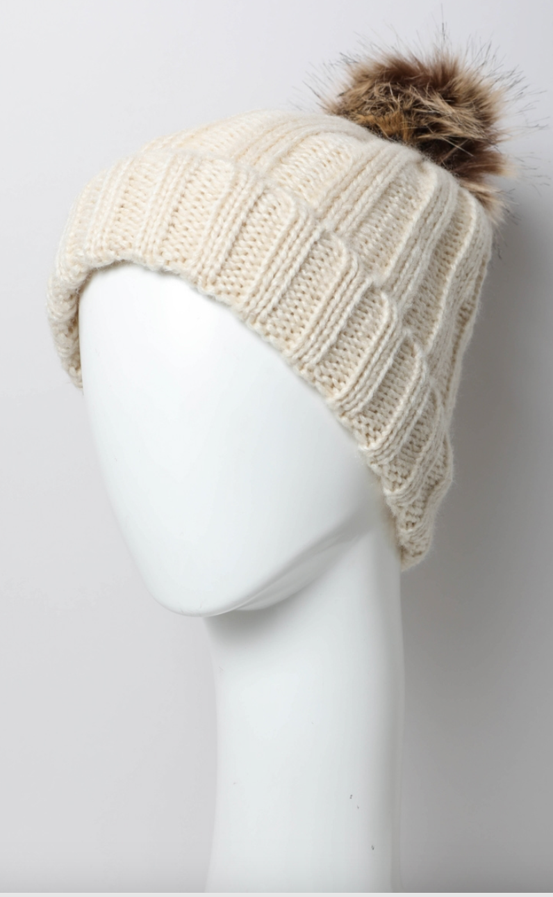 Basic Ribbed Pom Beanie