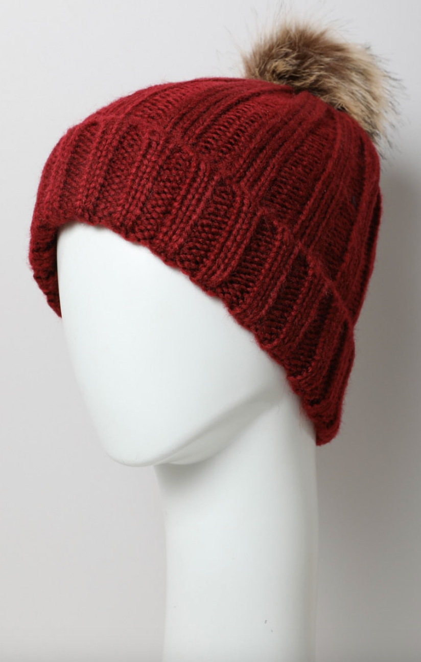 Basic Ribbed Pom Beanie