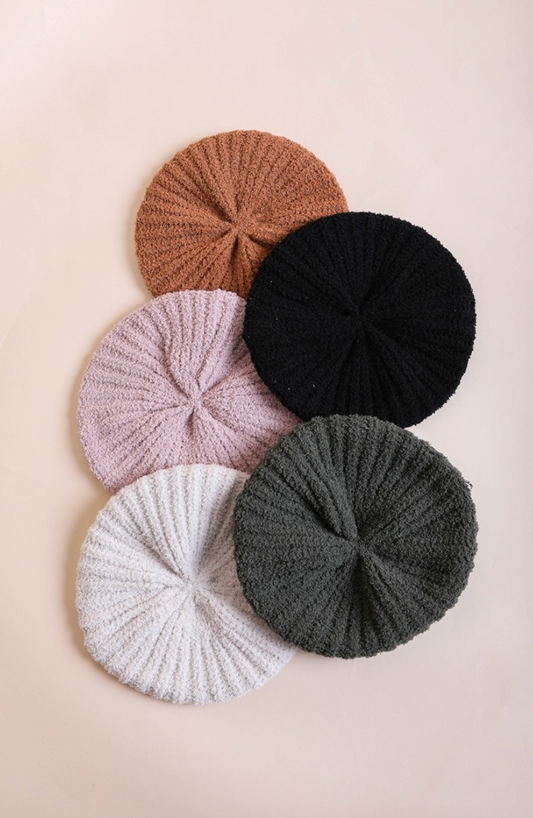 Boucle Rib Knit Beret