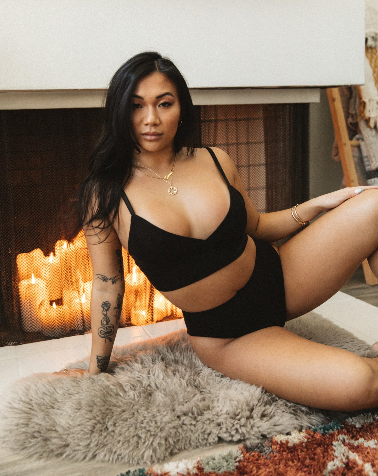 Organic Cotton Longline Bralette - Black