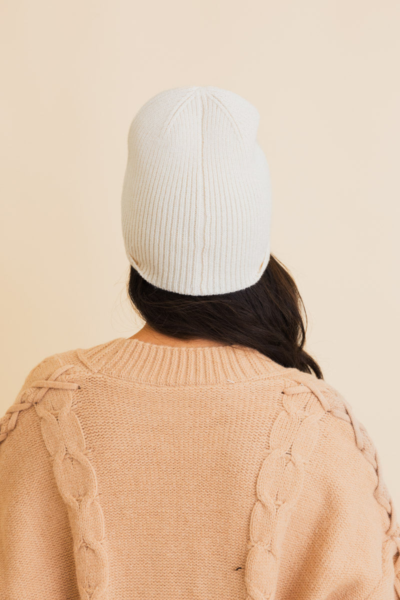 Frosty Front Fold Snuggle Ribbed Beanie