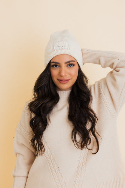 Square Sparkle Smiles Ribbed Beanie