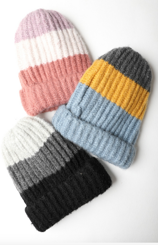 Color Block Knit Beanie