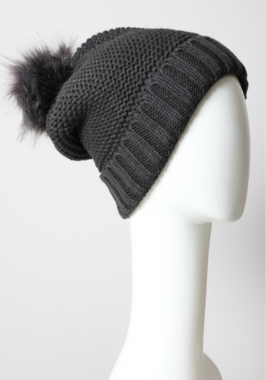 Pom Beanie with Faux Sherpa Lining