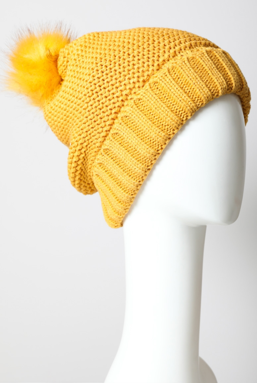 Pom Beanie with Faux Sherpa Lining