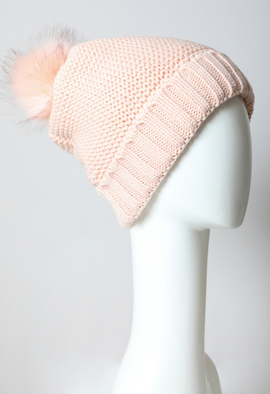 Pom Beanie with Faux Sherpa Lining