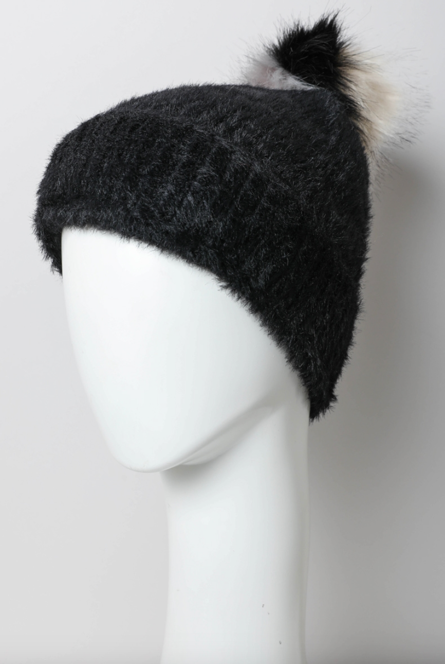 Soft Mohair Pom Beanie