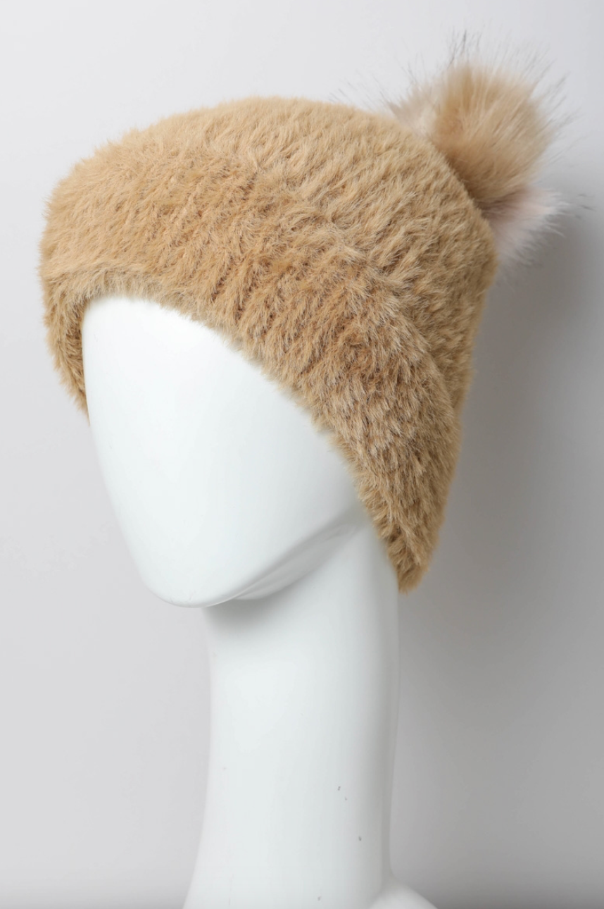 Soft Mohair Pom Beanie