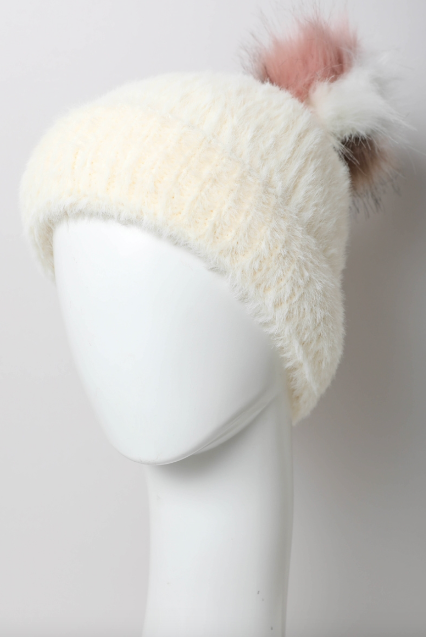 Soft Mohair Pom Beanie