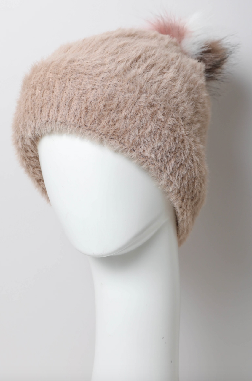 Soft Mohair Pom Beanie