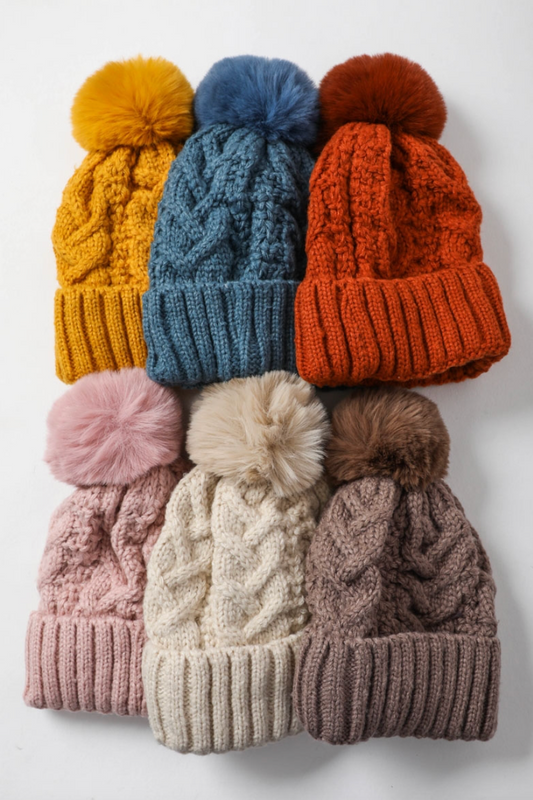 Cable Knit Pom Beanie