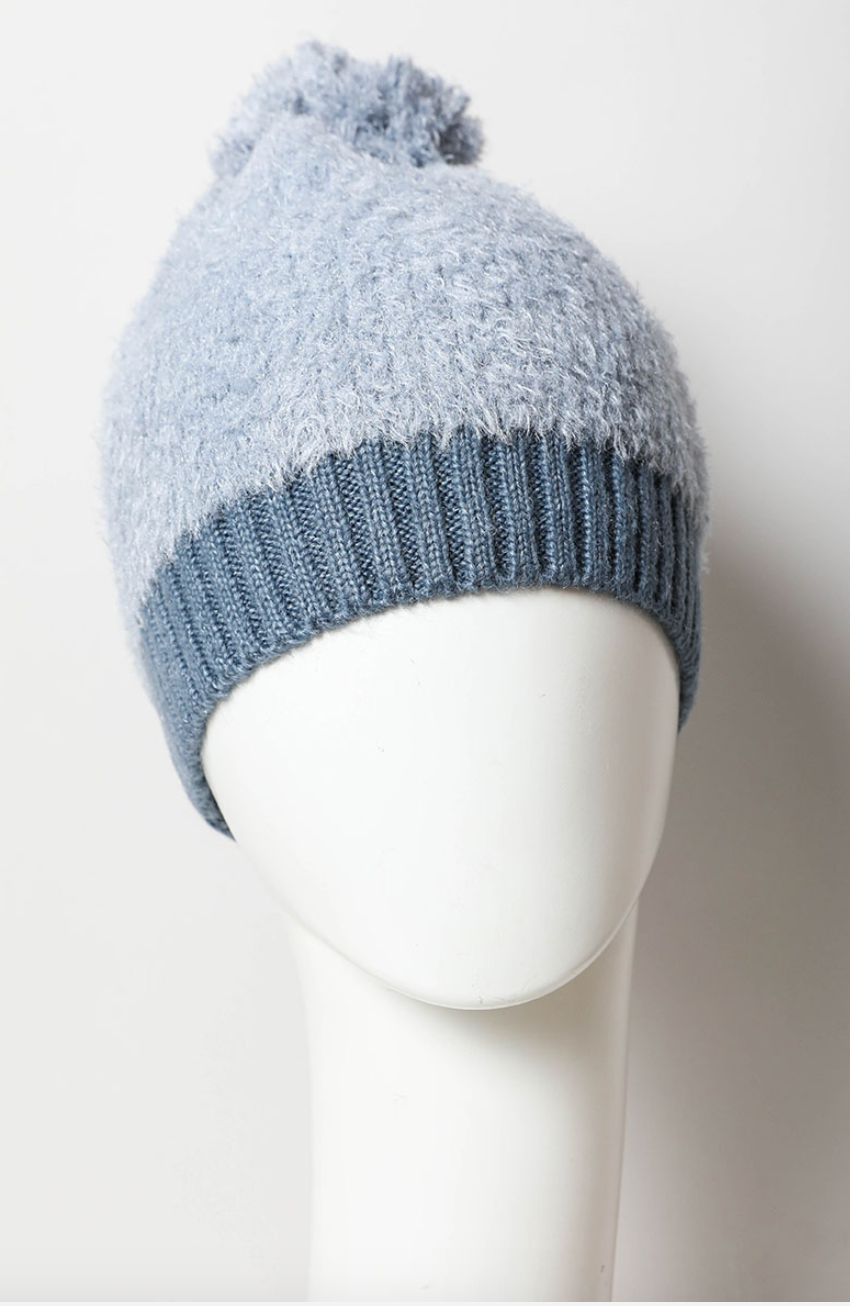 Soft Furry Pom Knit Beanie