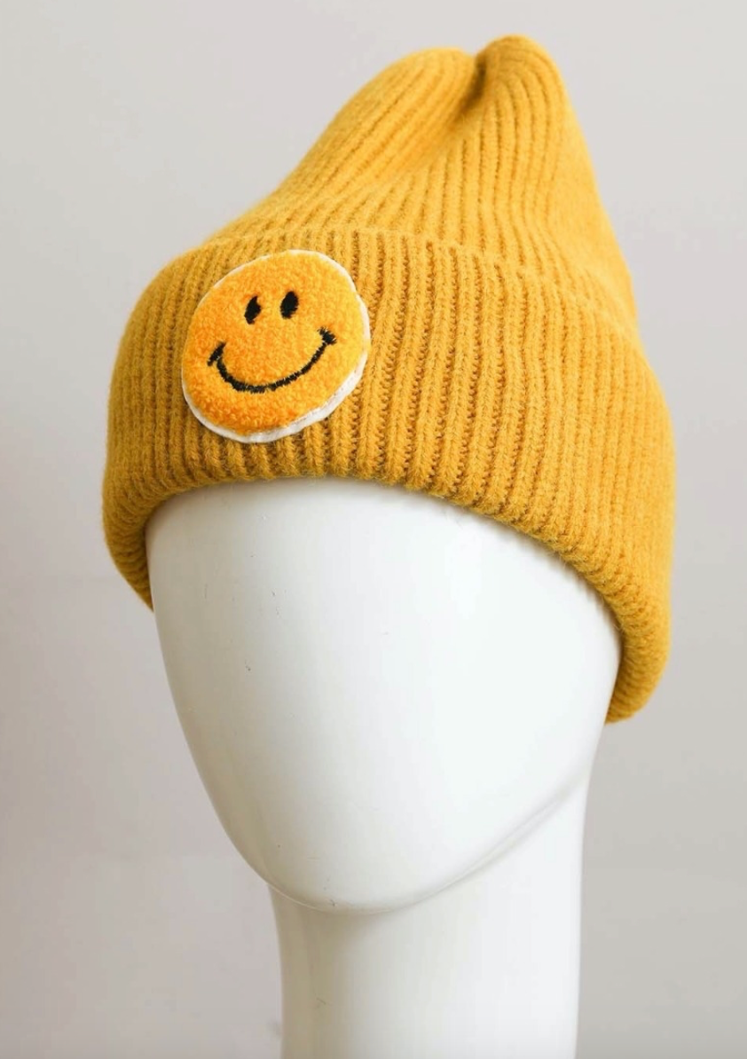 Smiley Face Ribbed Beanie 🙂