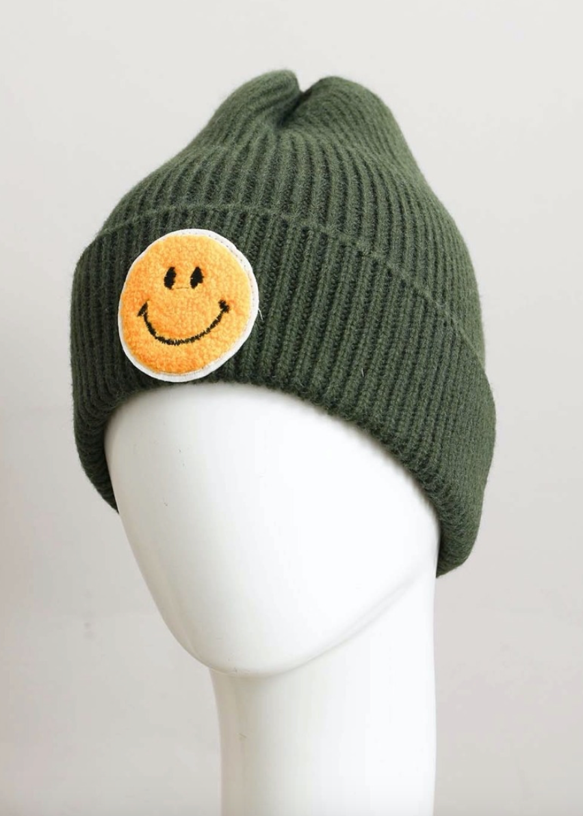 Smiley Face Ribbed Beanie 🙂