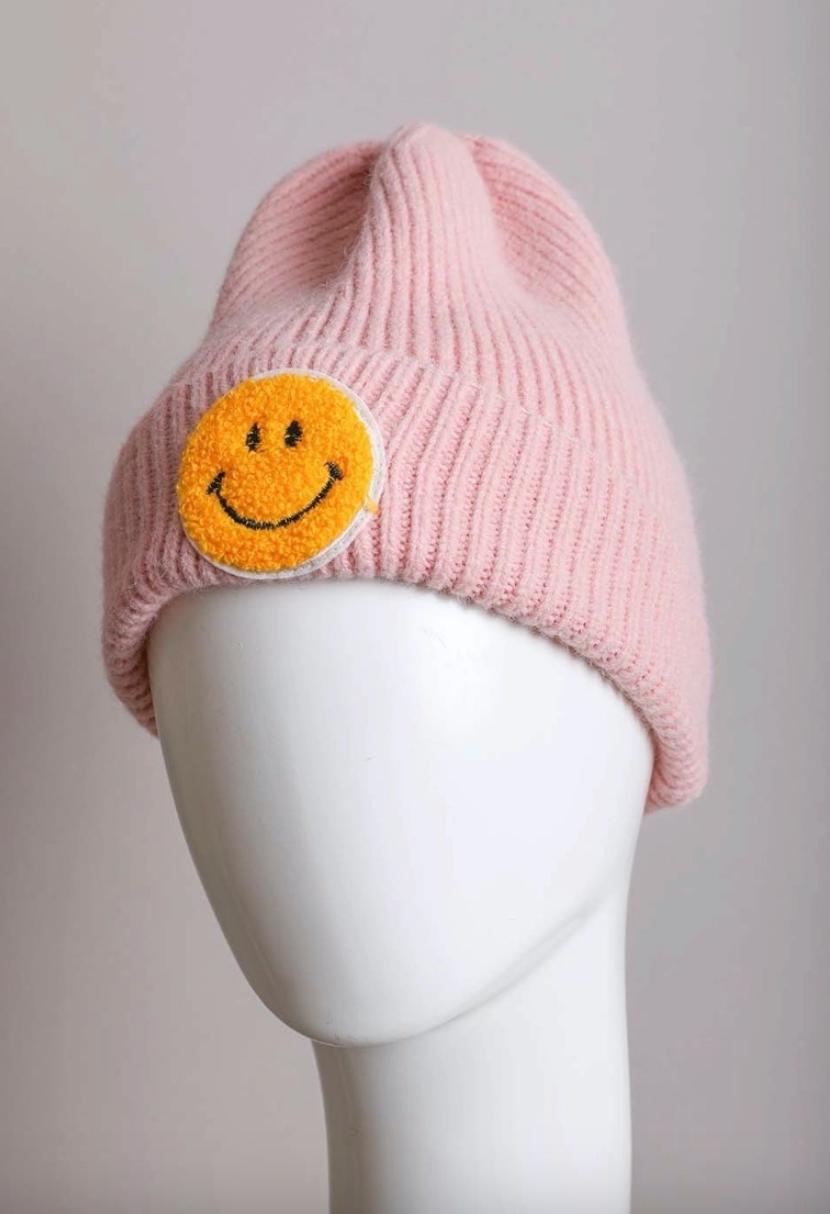 Smiley Face Ribbed Beanie 🙂