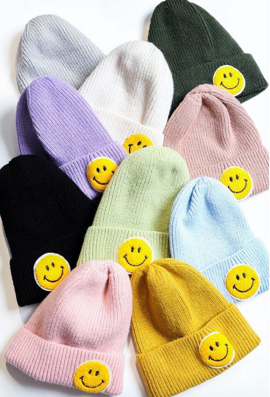 Smiley Face Ribbed Beanie 🙂