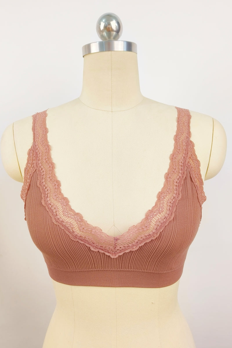 Lace Trim Padded Bralette Leto Collection