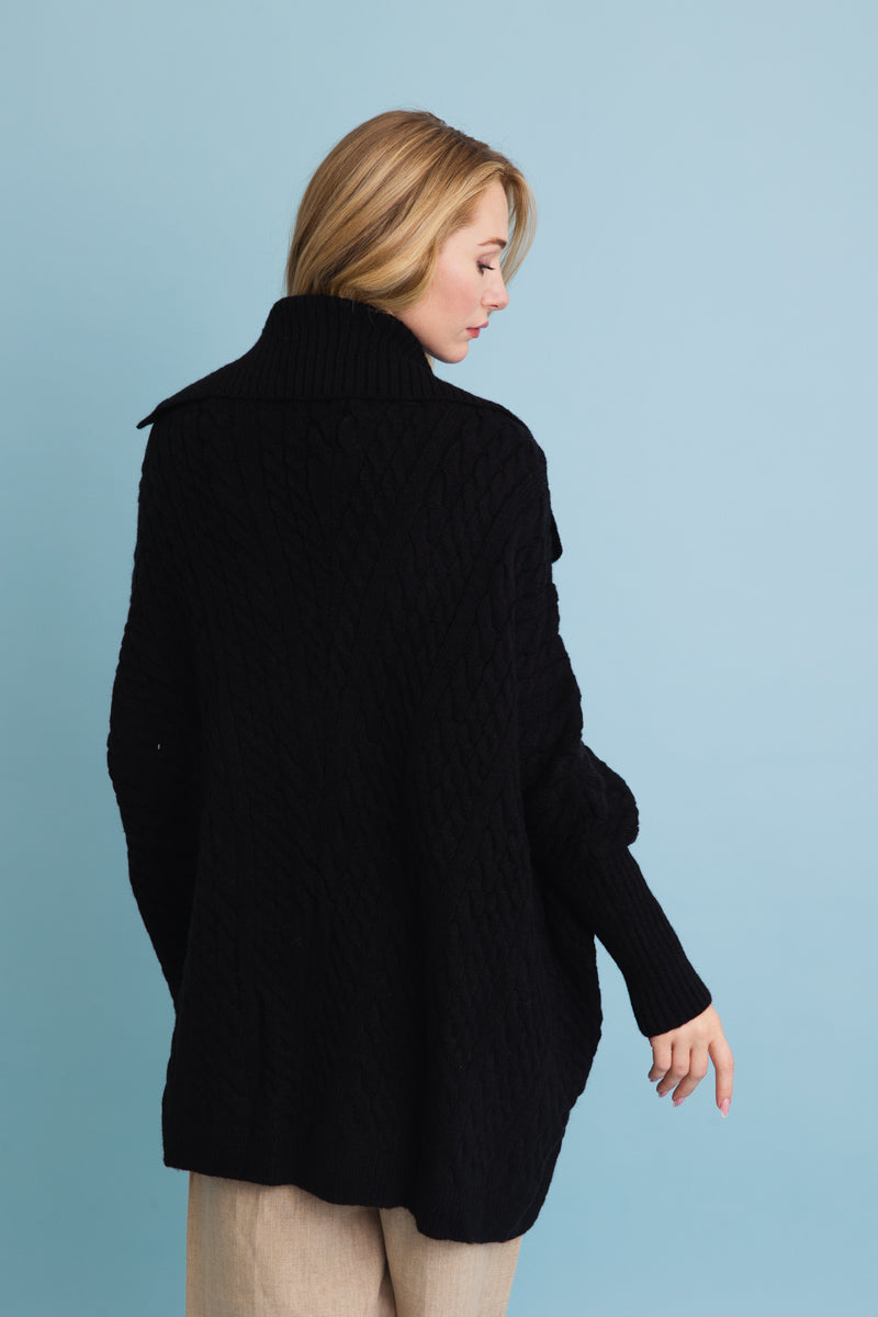 Chunky Cable Knit Oversized Poncho Cardigan