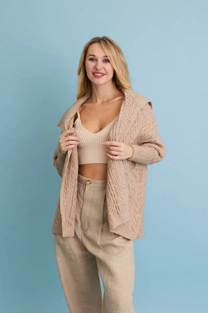 Chunky Cable Knit Oversized Poncho Cardigan