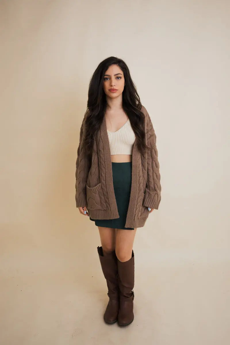 Dreamy Days Cable Knit Open Cardigan