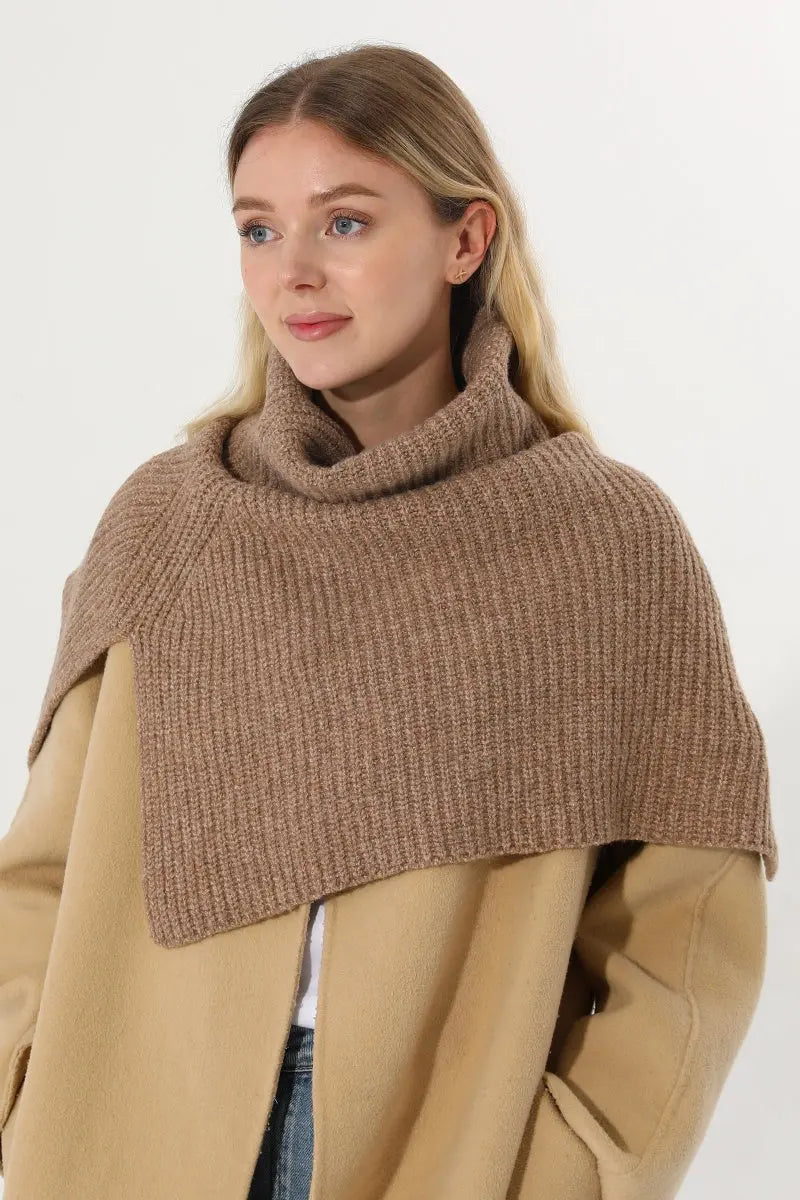Ribbed Knit Multi‑Use Turtleneck Neck Warmer Shoulder Wrap Leto Collection