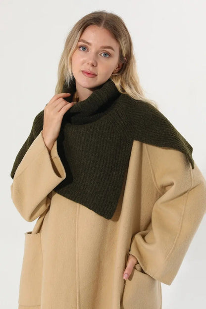 Ribbed Knit Multi‑Use Turtleneck Neck Warmer Shoulder Wrap Leto Collection