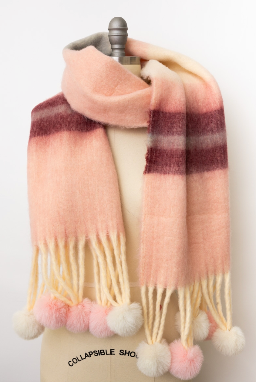 Pom Pom Pop Stripe Pom Tassel Cozy Scarf