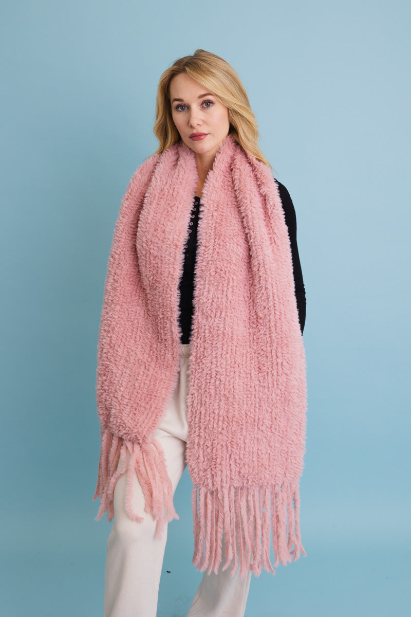 Ultra Soft Boucle Fringe Blanket Scarf