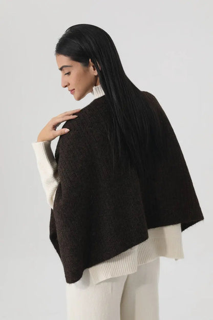 Women Earth Tone Knit Triangle Shawl Warm Cape Wrap 🧤🍂 Leto Collection