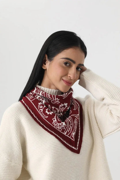 Paisley Knit Triangle Scarf Multi Wear Head Wrap 🧶🍂 Leto Collection