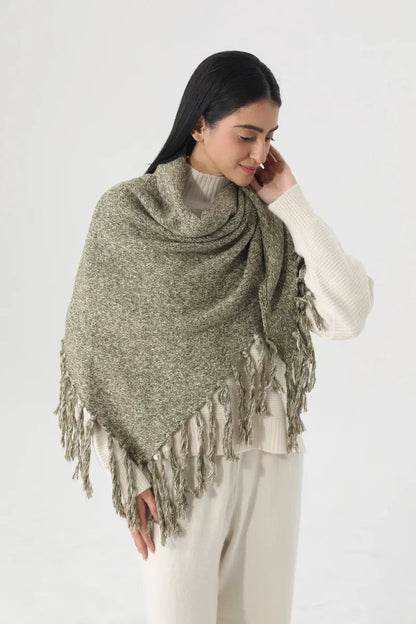 Fringed Knit Triangle Shawl Multi Wear Wrap Scarf 🧶🍂 Leto Collection