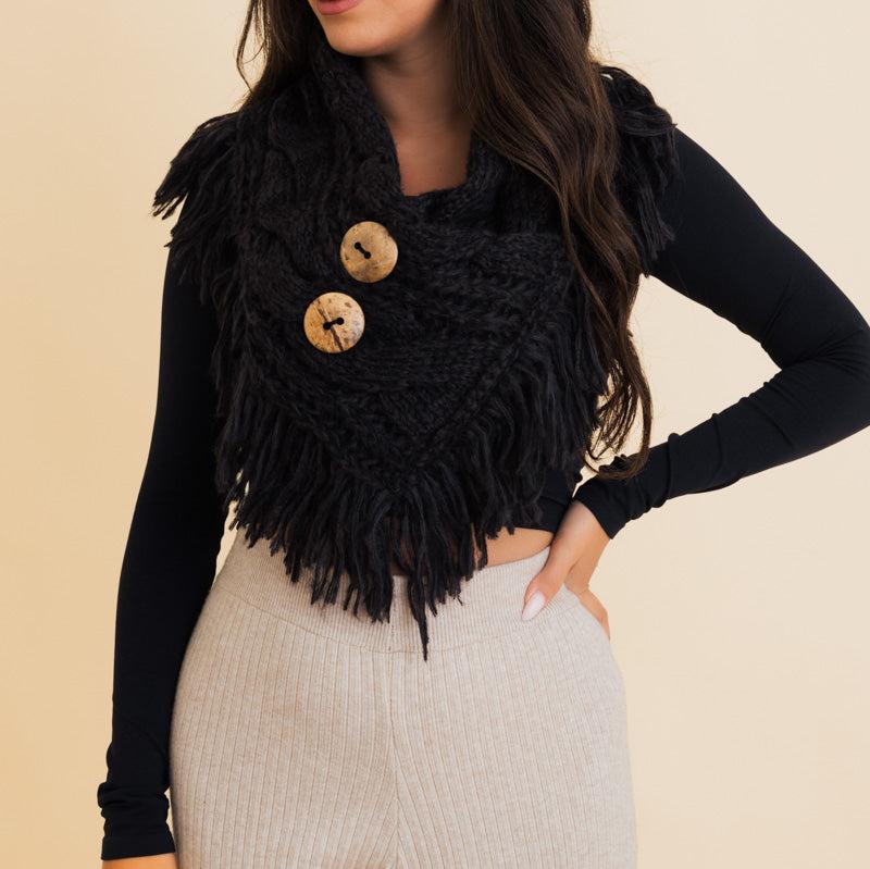 Heathered Shoulder Warmer With Coco Buttons