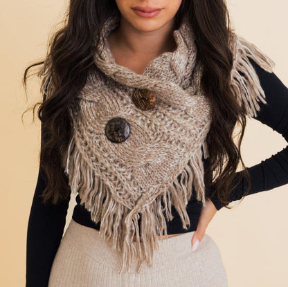 Heathered Shoulder Warmer With Coco Buttons