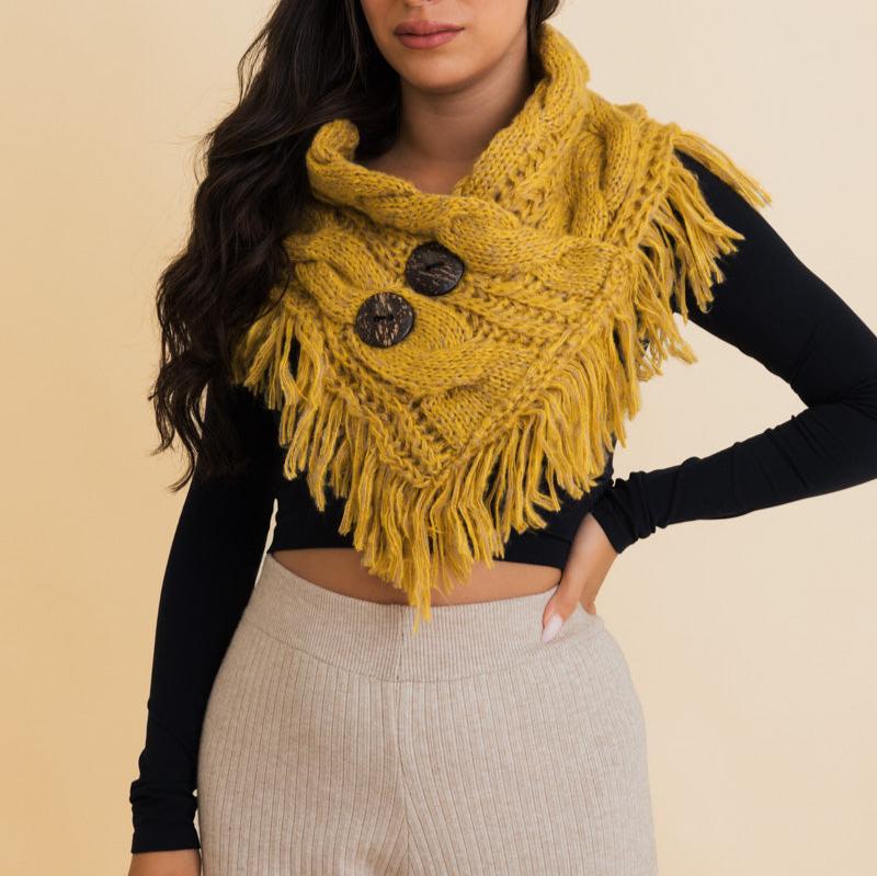 Heathered Shoulder Warmer With Coco Buttons