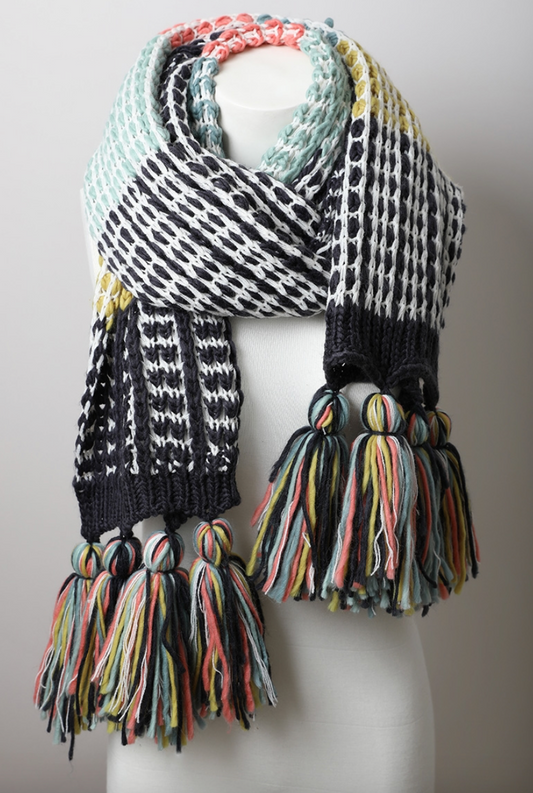 Colorblock Contrast Knit Scarf