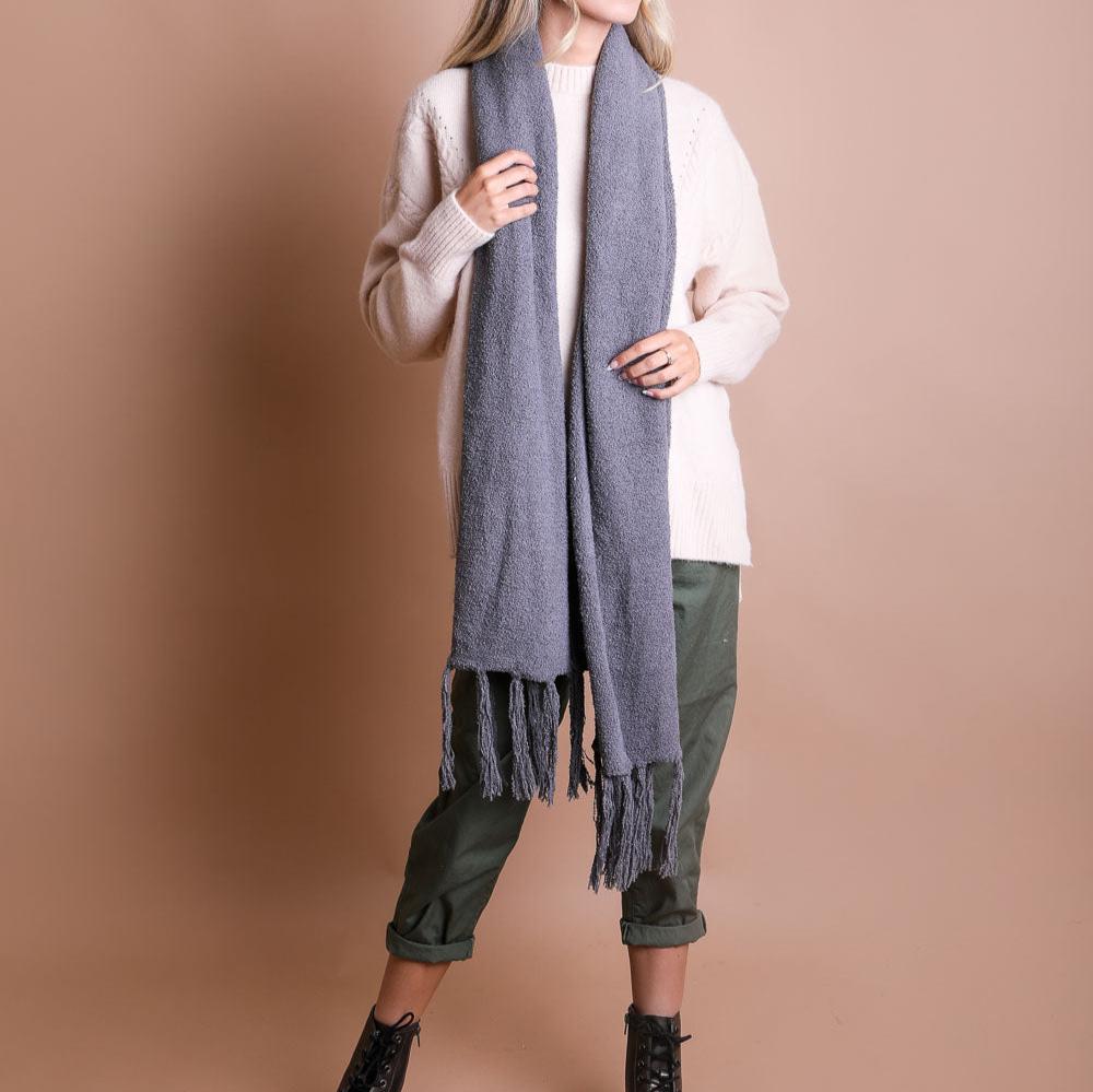 Ultra-Soft Boucle Tassel Scarf