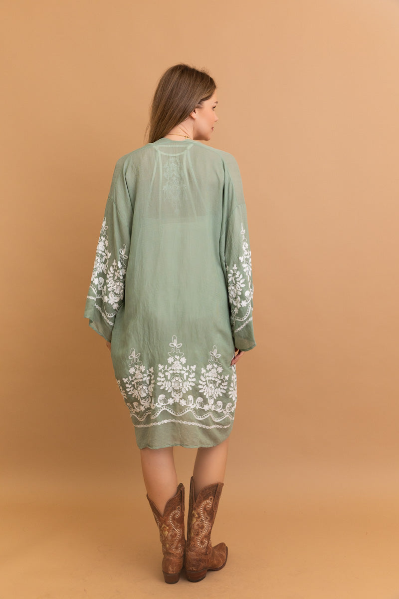 Blossom Breeze Embroidered Kimono