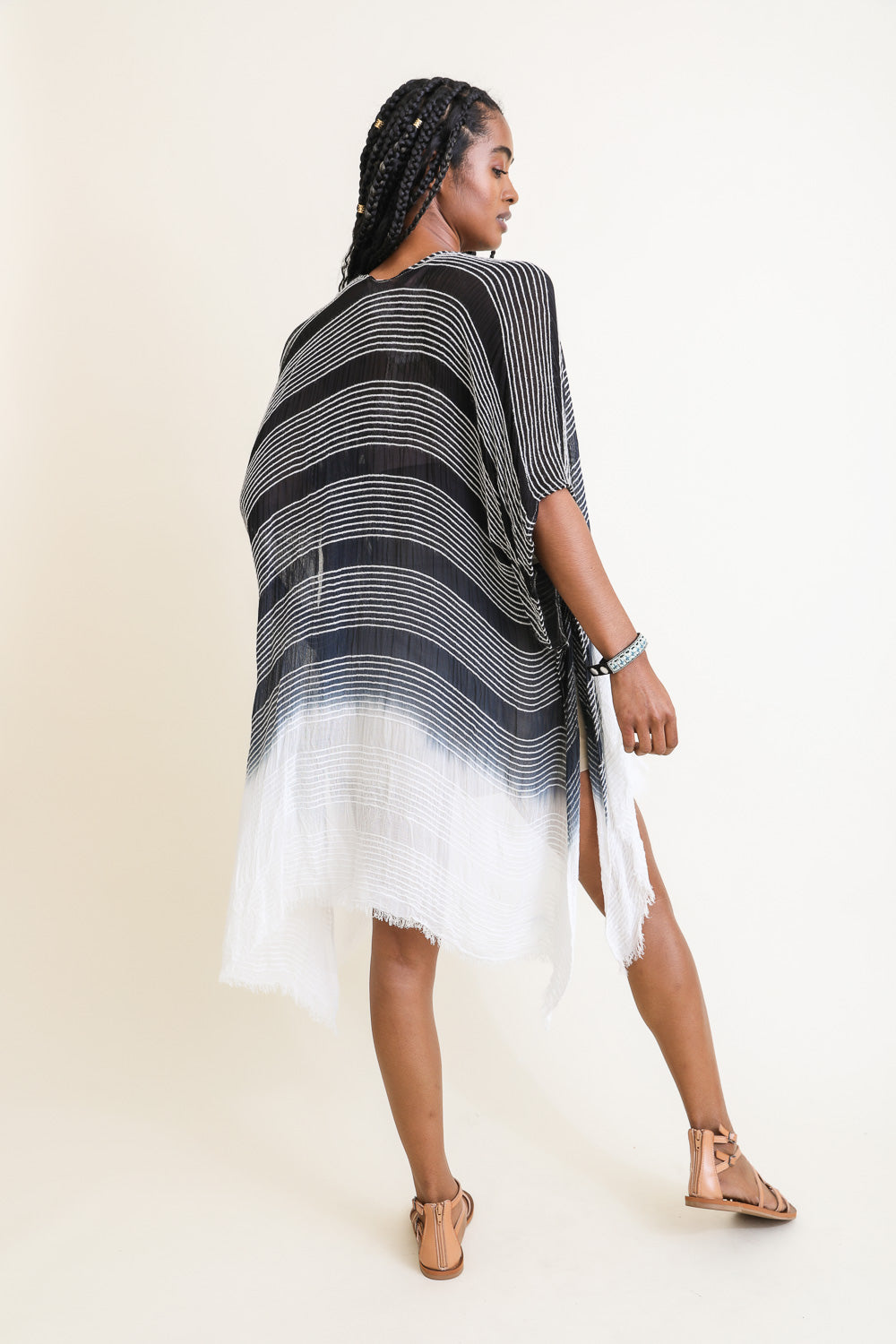 Stripe Woven Dip Dyed Kimono