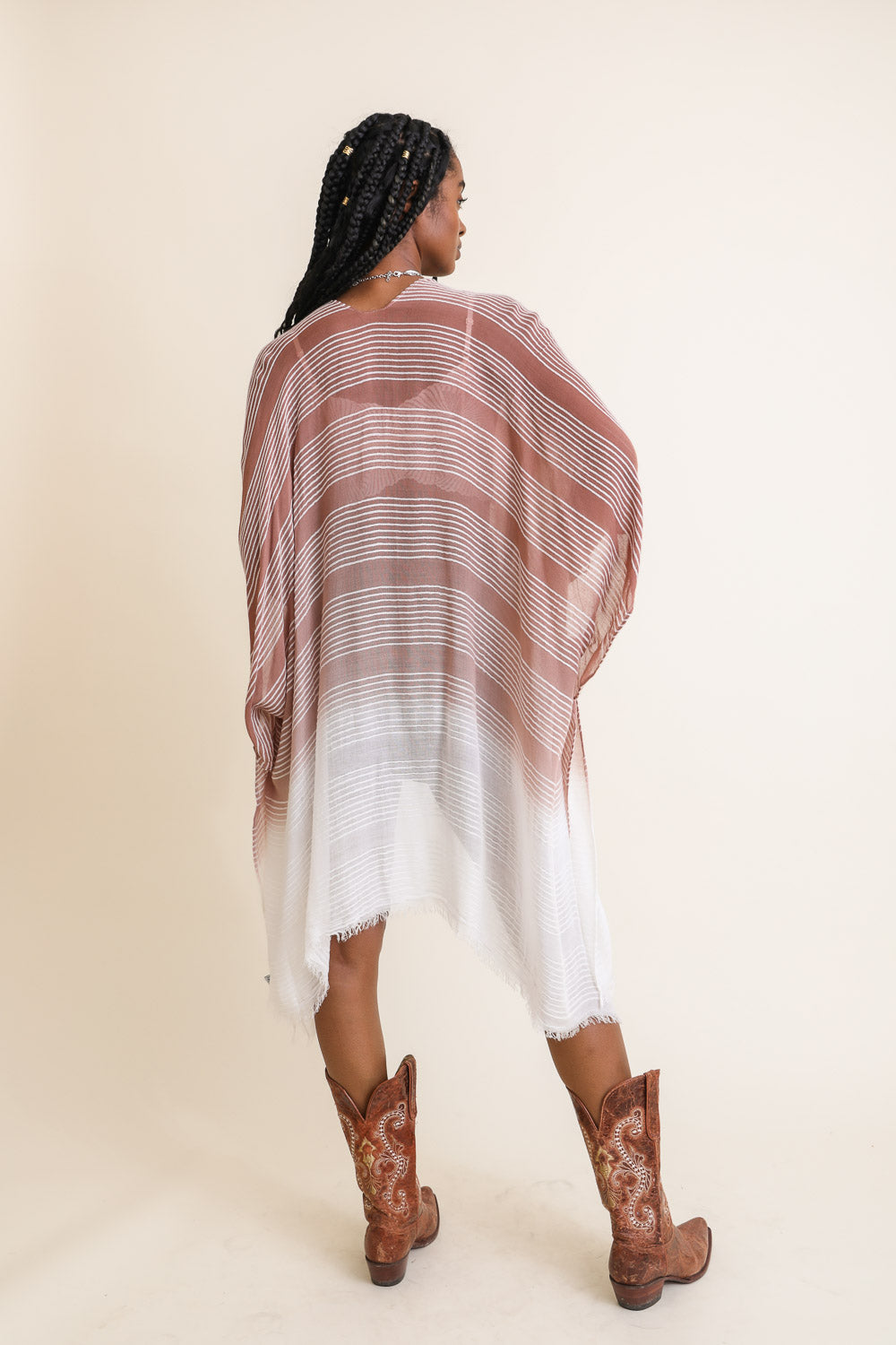 Stripe Woven Dip Dyed Kimono