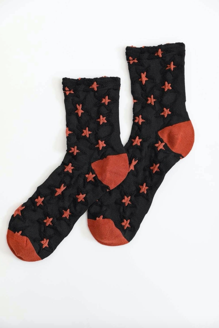 Eco-Friendly Star Design Socks Black and Red