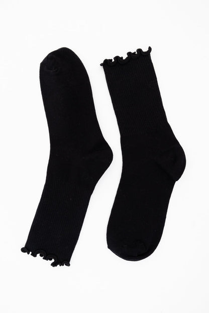 Cotton Blend Lettuce Edge Crew Socks for All Season 🧶 Leto Collection